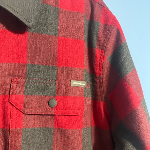 Eddie Bauer Shirt Mens 2XL Plaid Buffalo Shacket Sherpa Lined Button Up - Picture 5 of 9